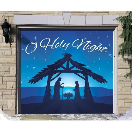 MY DOOR DECOR My Door Decor 285903XMAS-018 7 x 8 ft. Nativity Scene O Holy Night Christmas Door Mural Sign Car Garage Banner Decor; Multi Color 285903XMAS-018